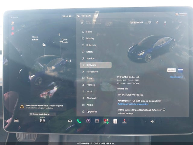 2022 Tesla Model 3 Long Range Dual Motor All-wheel Drive მანქანა იყიდება აუქციონზე, vin: 5YJ3E1EB7NF133457, აუქციონის ნომერი: 46041610