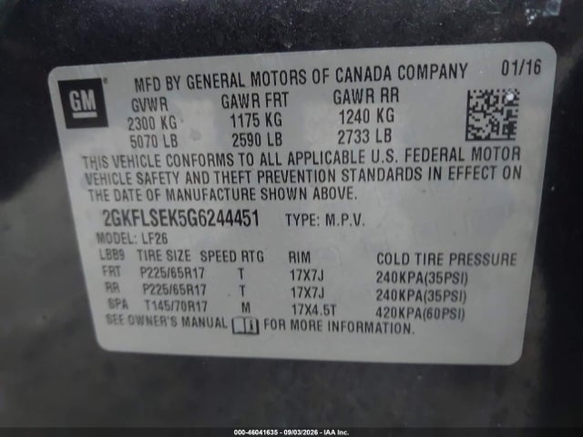 2GKFLSEK5G6244451 GMC Terrain Sle