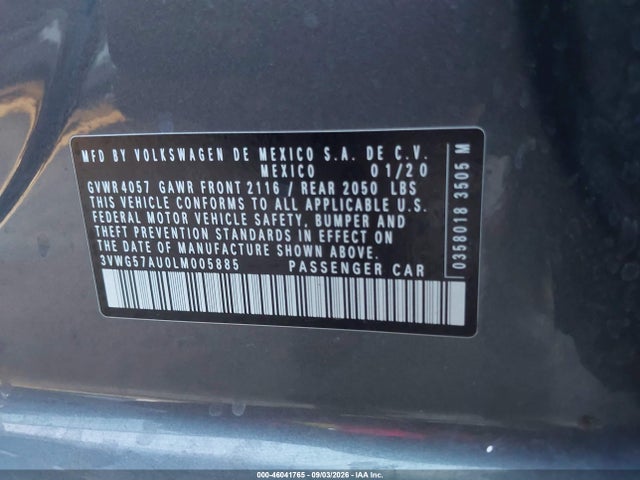 3VWG57AU0LM005885 Volkswagen Golf 1.4t Tsi