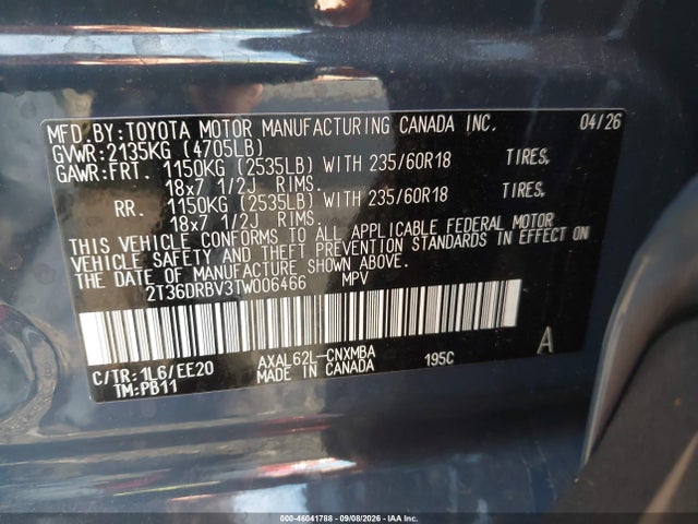 Продажа на аукционе авто 2026 Toyota Rav4 Xle Premium, vin: 2T36DRBV3TW006466, номер лота: 46041788
