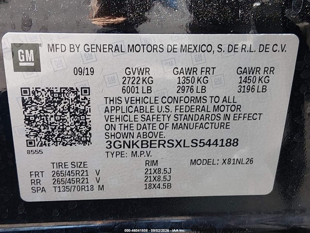 Продаж на аукціоні авто 2020 Chevrolet Blazer Fwd Rs, vin: 3GNKBERSXLS544188, номер лоту: 46041808