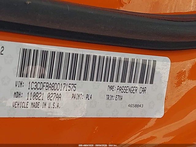 2013 Dodge Dart Sxt მანქანა იყიდება აუქციონზე, vin: 1C3CDFBA8DD171575, აუქციონის ნომერი: 46041820