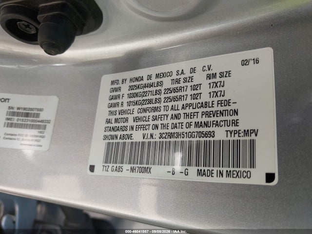 Продаж на аукціоні авто 2016 Honda Cr-v Ex, vin: 3CZRM3H51GG705693, номер лоту: 46041957