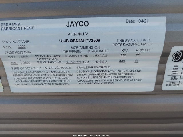 Jayco Jay Flight Slx 8 Travel Trailers 2021 1UJBJ0BN4M17V2508 Image 9