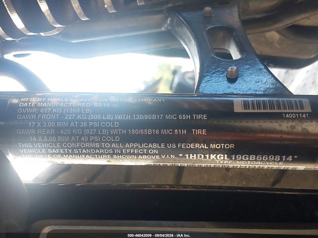 Aukcja sprzedaży 2016 Harley-davidson Fltru, vin: 1HD1KGL19GB669814, numer aukcji: 46042009