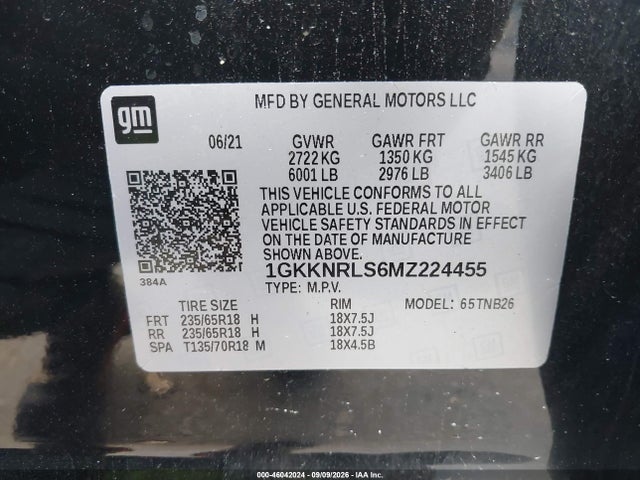 2021 Gmc Acadia Awd Sle მანქანა იყიდება აუქციონზე, vin: 1GKKNRLS6MZ224455, აუქციონის ნომერი: 46042024