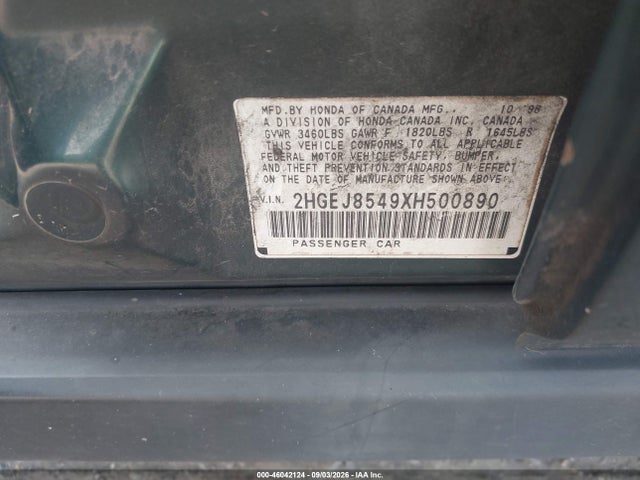 Продажа на аукционе авто 1999 Honda Civic Ex, vin: 2HGEJ8549XH500890, номер лота: 46042124
