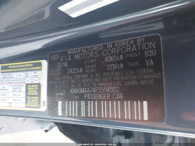 KIA Optima Lx 2015 KNAGM4A74F5594302 Image 9
