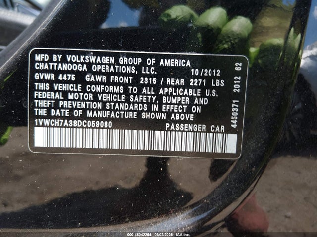 Aukcja sprzedaży 2013 Volkswagen Passat 2.5l Sel Premium, vin: 1VWCH7A38DC059080, numer aukcji: 46042254