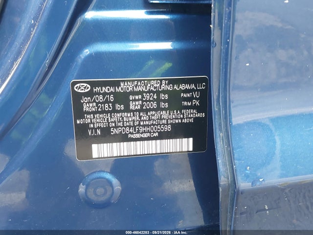 Hyundai Elantra Limited 2017 5NPD84LF9HH005598 Image 9