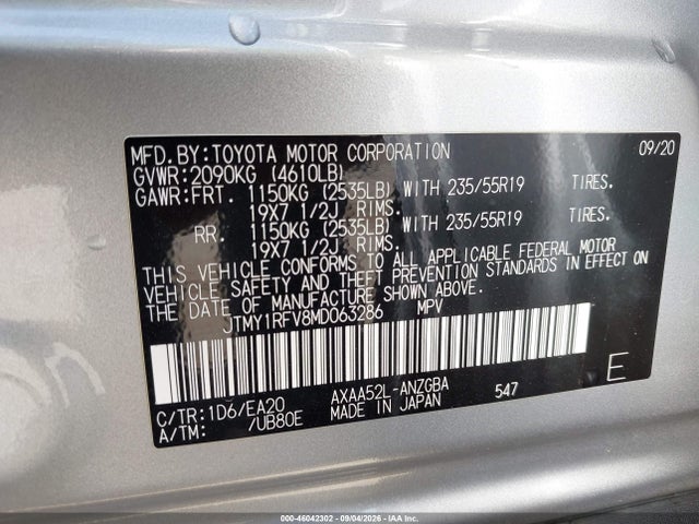 Продаж на аукціоні авто 2021 Toyota Rav4 Limited, vin: JTMY1RFV8MD063286, номер лоту: 46042302
