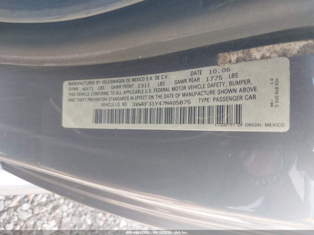 Aukcja sprzedaży 2007 Volkswagen New Beetle 2.5, vin: 3VWRF31Y47M405875, numer aukcji: 46042308