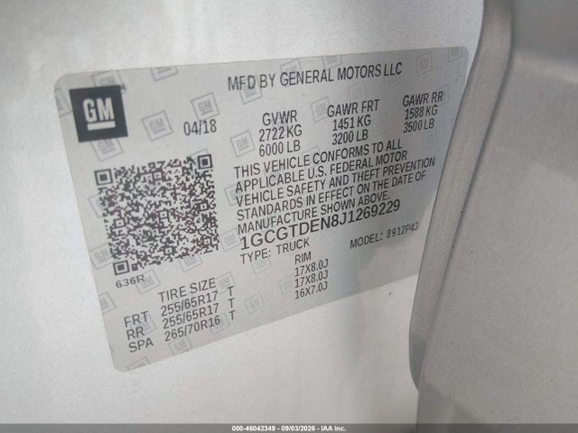 1GCGTDEN8J1269229 Chevrolet Colorado Z71