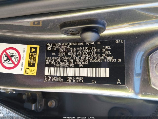 46042368 :رقم المزاد ، 5TDDK3EH1DS255755 vin ، 2013 Toyota Highlander Limited V6 مزاد بيع