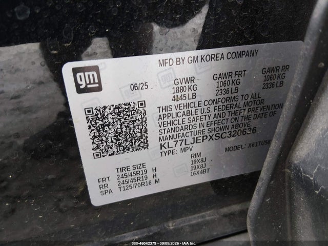 Aukcja sprzedaży 2025 Chevrolet Trax Fwd 2rs, vin: KL77LJEPXSC320636, numer aukcji: 46042379