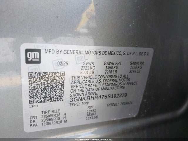 Продажа на аукционе авто 2025 Chevrolet Blazer Awd 2lt, vin: 3GNKBHR47SS192379, номер лота: 46042404