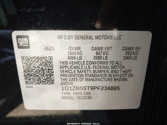 1G1ZB5ST9PF234885 Chevrolet Malibu Fwd Ls