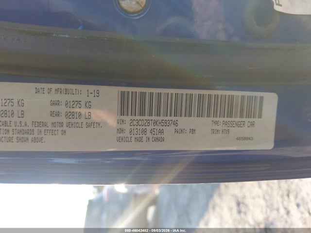 46042482 :رقم المزاد ، 2C3CDZBT0KH593746 vin ، 2019 Dodge Challenger R/t مزاد بيع