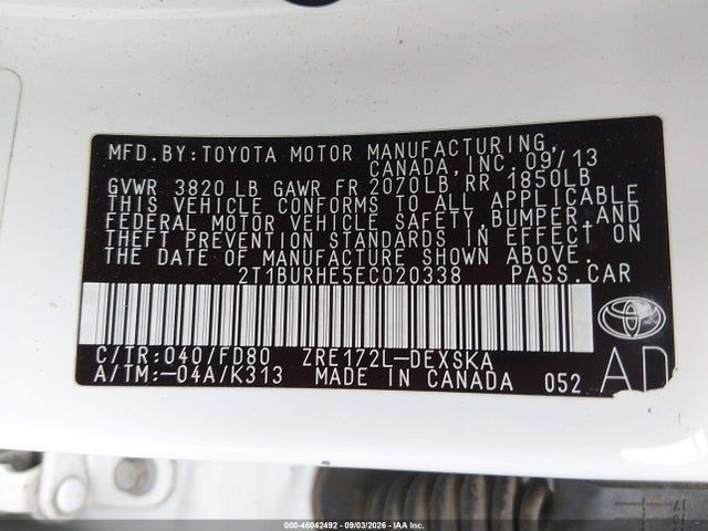 Продаж на аукціоні авто 2014 Toyota Corolla S, vin: 2T1BURHE5EC020338, номер лоту: 46042492