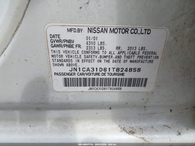 46042534 :رقم المزاد ، JN1CA31D61T824858 vin ، 2001 Nissan Maxima Gle مزاد بيع