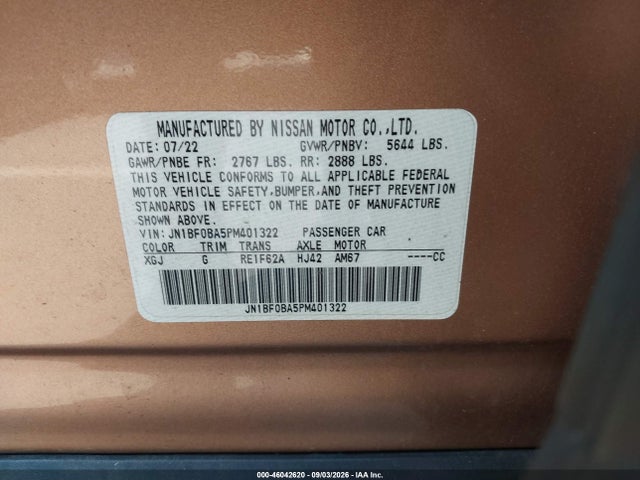 Продаж на аукціоні авто 2023 Nissan Ariya Premiere, vin: JN1BF0BA5PM401322, номер лоту: 46042620