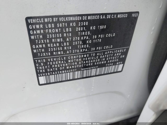 Продаж на аукціоні авто 2024 Volkswagen Tiguan 2.0t Se/2.0t Wolfsburg Edition, vin: 3VV2B7AX3RM042827, номер лоту: 46042654