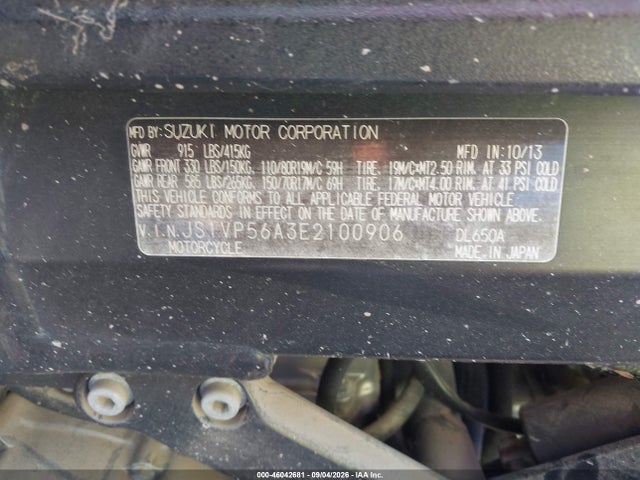 Aukcja sprzedaży 2014 Suzuki Dl650 A, vin: JS1VP56A3E2100906, numer aukcji: 46042681