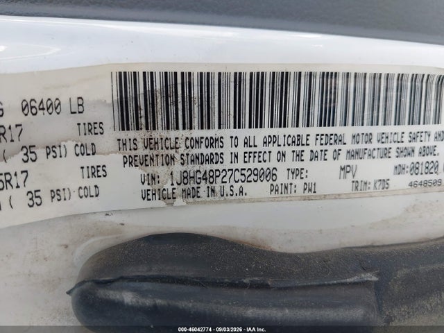 Продаж на аукціоні авто 2007 Jeep Commander Sport, vin: 1J8HG48P27C529006, номер лоту: 46042774
