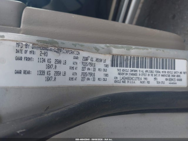 Aukcja sprzedaży 2004 Jeep Grand Cherokee Laredo, vin: 1J4GX48S34C127914, numer aukcji: 46042845