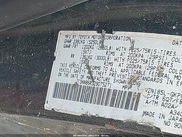 46042855 :رقم المزاد ، JT3HN86R329075271 vin ، 2002 Toyota 4runner Sr5 V6 مزاد بيع