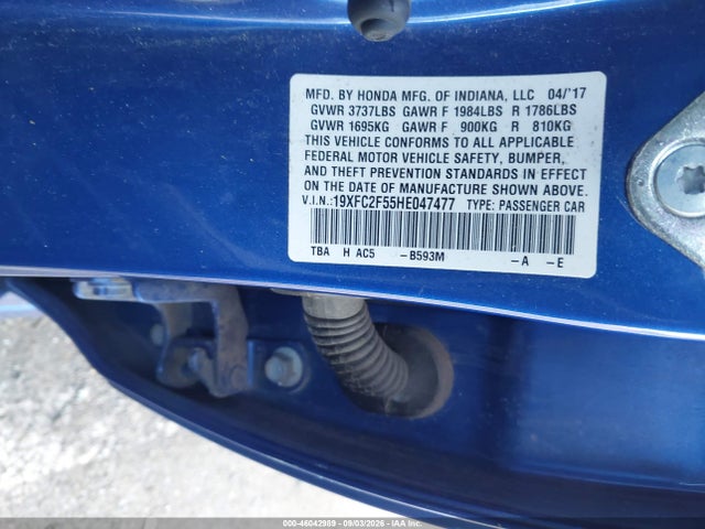 Продажа на аукционе авто 2017 Honda Civic Lx, vin: 19XFC2F55HE047477, номер лота: 46042989