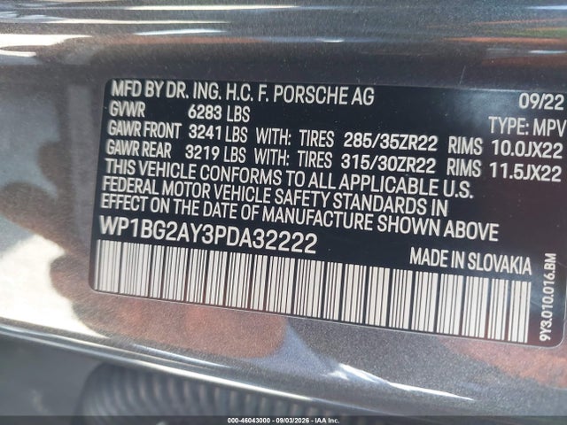 Продаж на аукціоні авто 2023 Porsche Cayenne Coupe Gts, vin: WP1BG2AY3PDA32222, номер лоту: 46043000