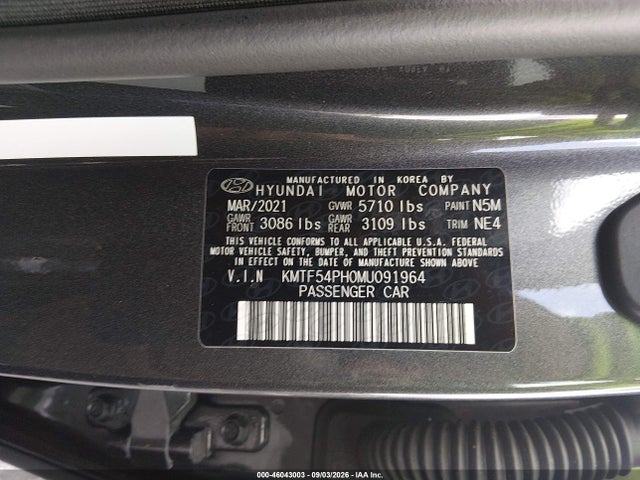Aukcja sprzedaży 2021 Genesis G90 5.0 Ultimate Rwd, vin: KMTF54PH0MU091964, numer aukcji: 46043003