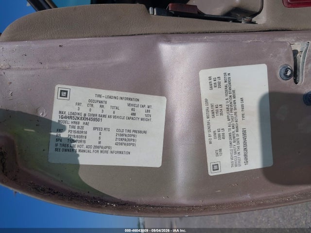 Продаж на аукціоні авто 1999 Buick Lesabre Limited, vin: 1G4HR52K8XH459501, номер лоту: 46043009