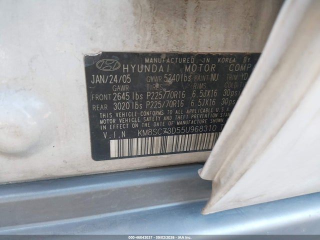 46043037 :رقم المزاد ، KM8SC73D55U968310 vin ، 2005 Hyundai Santa Fe Gls مزاد بيع