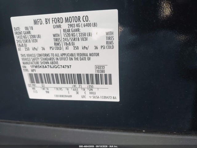 Ford Police Interceptor Utility 2018 1FM5K8AT6JGC74797 Image 9