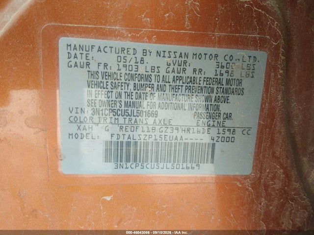 Nissan KICKS SV 2018 3N1CP5CU5JL501669 Image 9