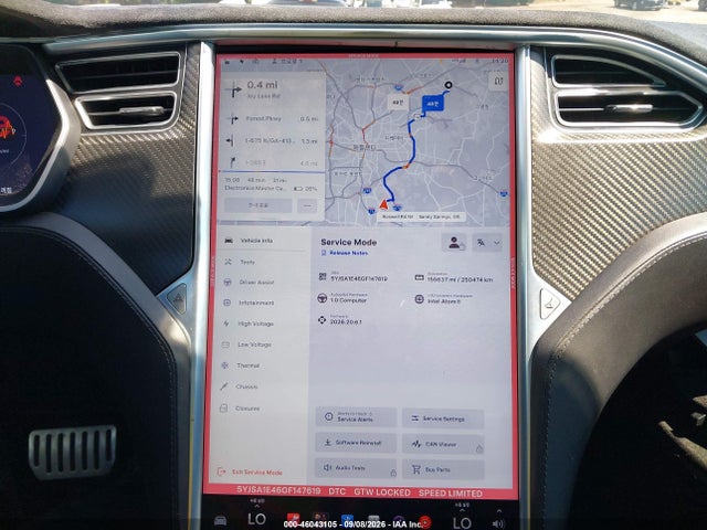 46043105 :رقم المزاد ، 5YJSA1E46GF147619 vin ، 2016 Tesla Model S مزاد بيع