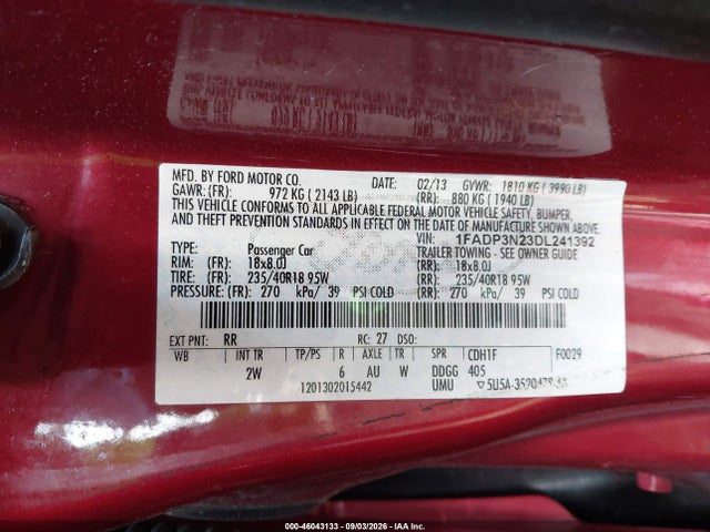 Продаж на аукціоні авто 2013 Ford Focus Titanium, vin: 1FADP3N23DL241392, номер лоту: 46043133