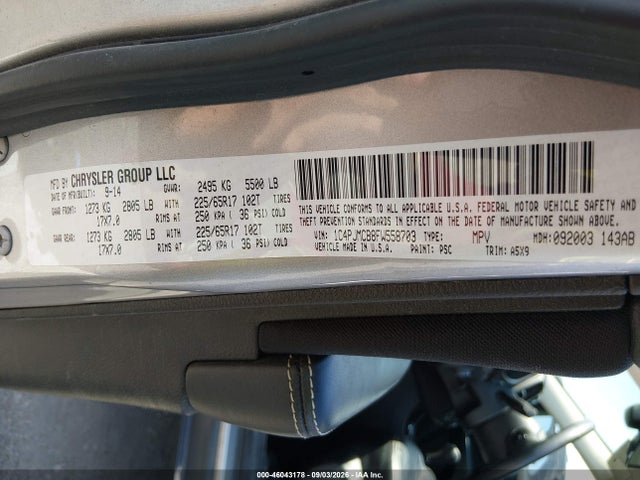 46043178 :رقم المزاد ، 1C4PJMCB8FW558703 vin ، 2015 Jeep Cherokee Latitude مزاد بيع