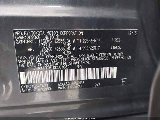 Toyota Rav4 Xle 2019 JTMW1RFV1KD504082 Image 9