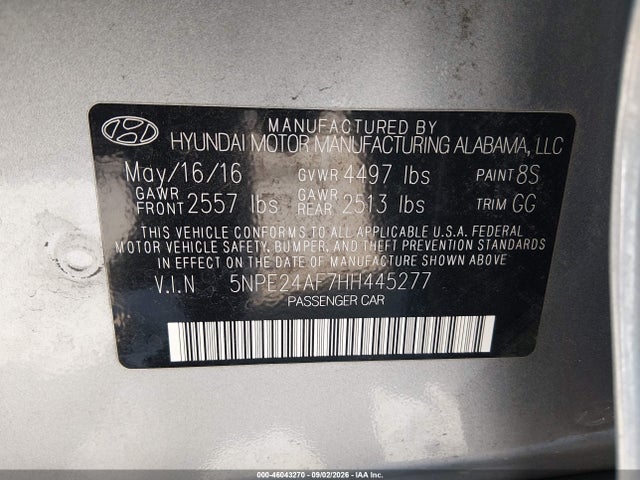 Hyundai SONATA SE 2017 5NPE24AF7HH445277 Image 9