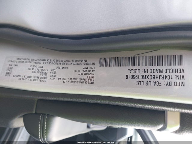46043276 :رقم المزاد ، 1C4RJHBGXRC195016 vin ، 2024 Jeep Grand Cherokee Limited 4x4 مزاد بيع