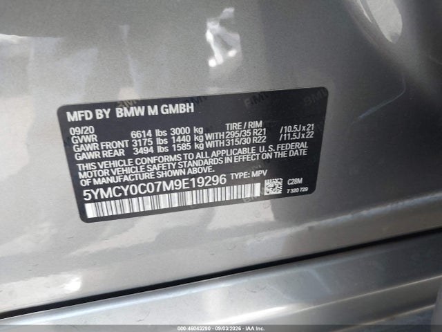 5YMCY0C07M9E19296 BMW X6 M