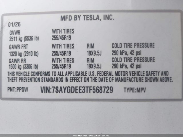7SAYGDEE3TF568729 Tesla Model Y All-wheel Drive/long Range Launch Series/premium All-wheel Drive
