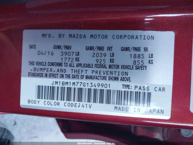Mazda Mazda3 I Touring 2016 JM1BM1M77G1349901 Image 9