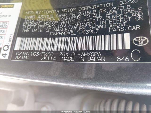 Продажа на аукционе авто 2020 Toyota C-hr Xle, vin: JTNKHMBX5L1083907, номер лота: 46043433