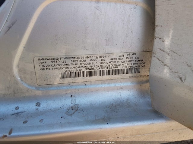 Aukcja sprzedaży 2009 Volkswagen Jetta Tdi, vin: 3VWRL71K99M162790, numer aukcji: 46043509