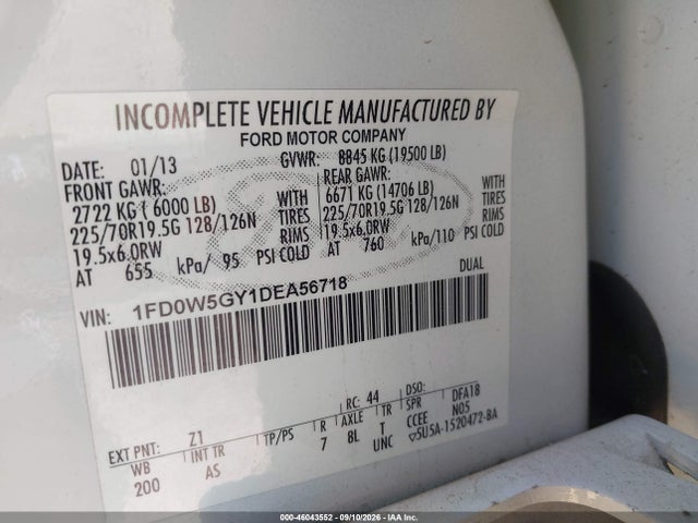 2013 Ford F-550 Chassis Xl მანქანა იყიდება აუქციონზე, vin: 1FD0W5GY1DEA56718, აუქციონის ნომერი: 46043552