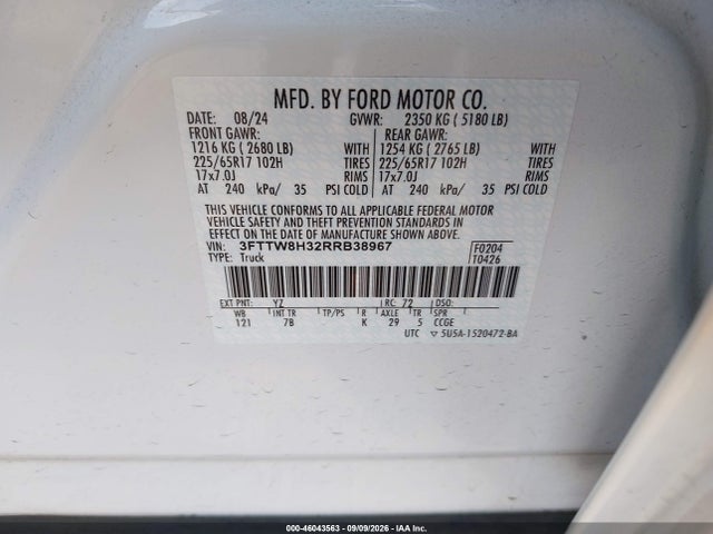 Ford Maverick Xlt 2024 3FTTW8H32RRB38967 Image 9